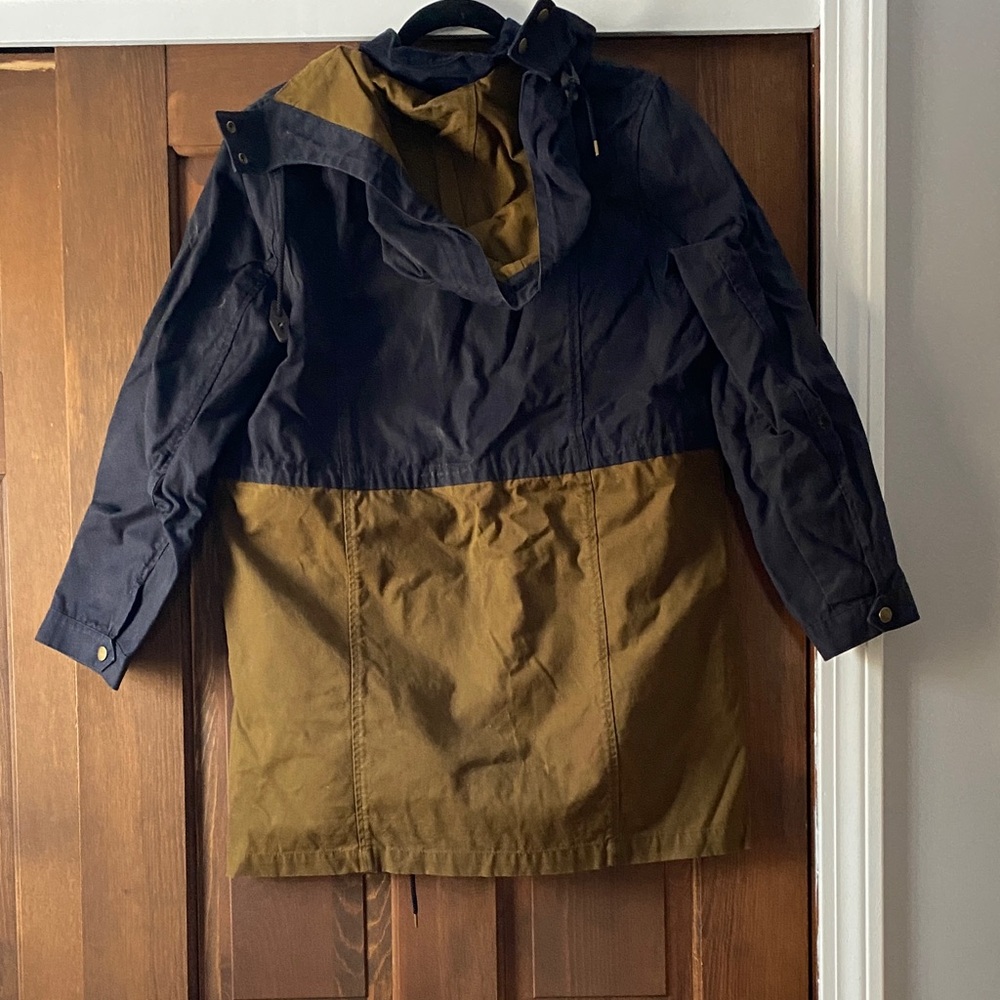 J. Crew cotton canvas long field jacket navy brown small - Picture 3 of 5